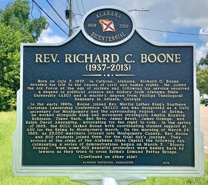 Rev. Richard C. Boone Marker (front) image. Click for full size.