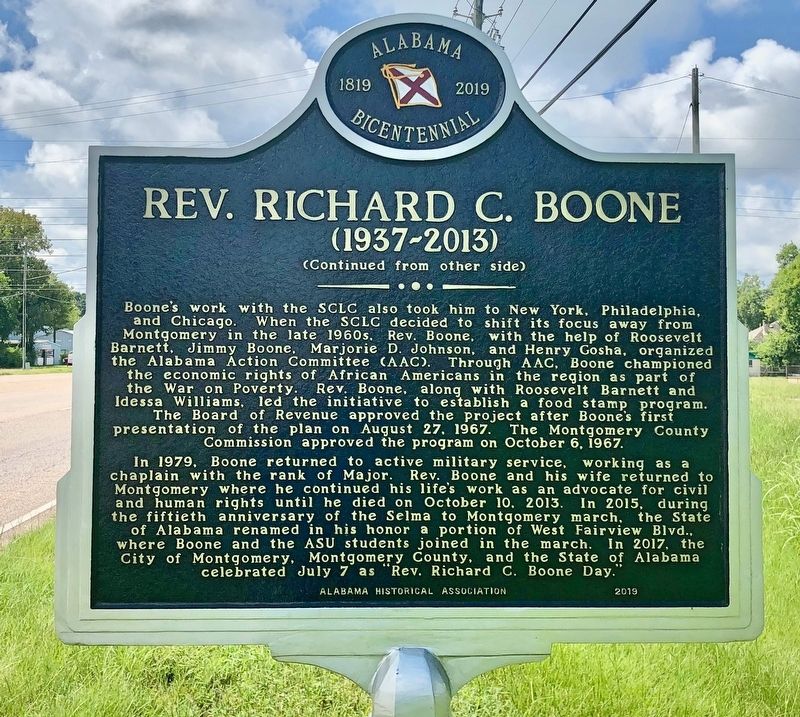 Rev. Richard C. Boone Marker (rear) image. Click for full size.