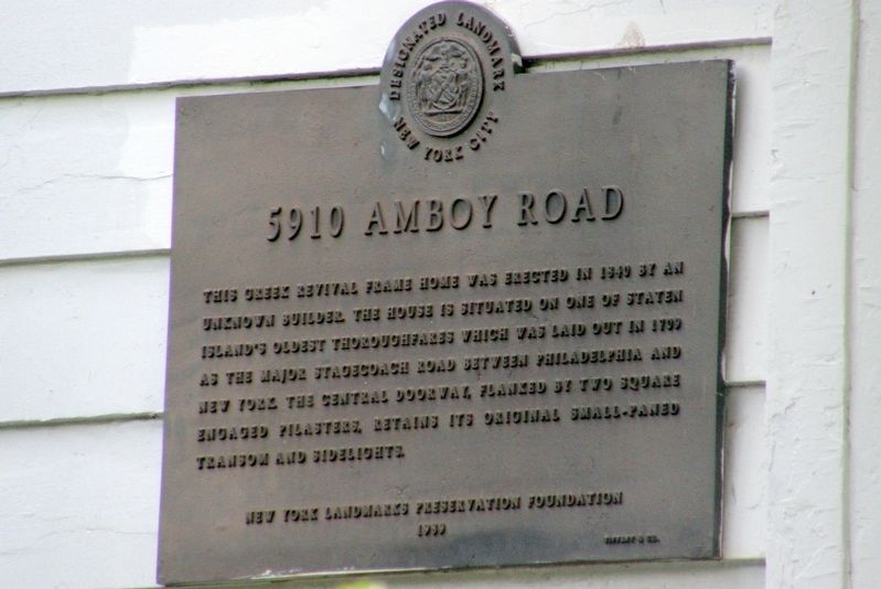 5910 Amboy Road plaque. Click for full size. 5910 Amboy Road plaque image. Click for full size.