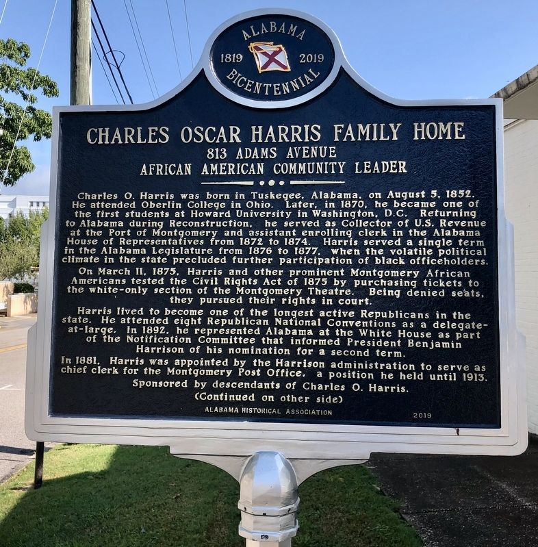 Charles Oscar Harris Family Home Marker (side 1) image. Click for full size.
