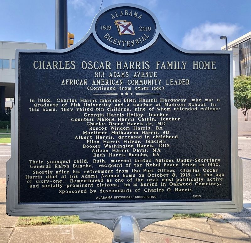 Charles Oscar Harris Family Home Marker (side 2) image. Click for full size.