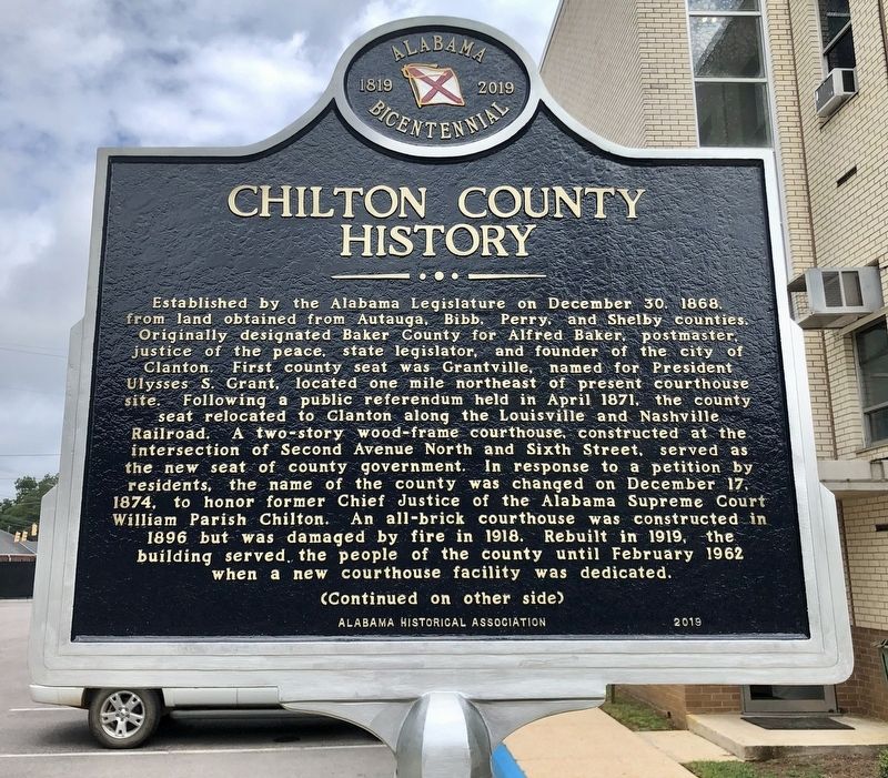 Chilton County History Marker (side 1) image. Click for full size.
