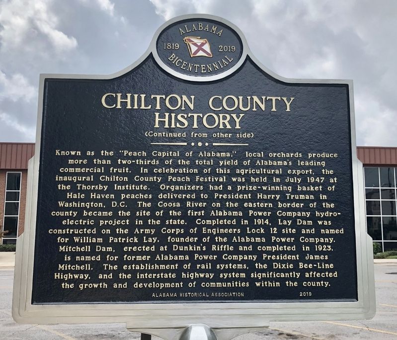 Chilton County History Marker (side 2) image. Click for full size.