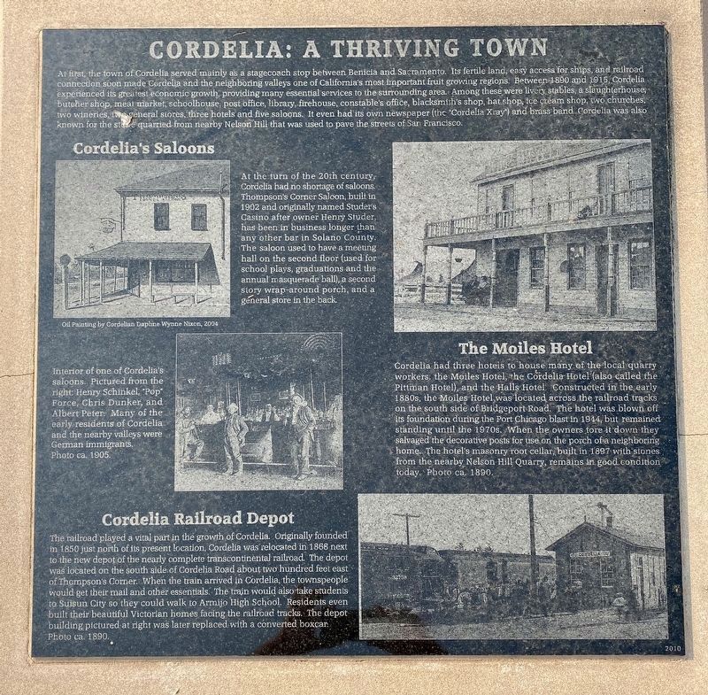 Cordelia: A Thriving Town Marker <i>(click on photo to enlarge)</i> image. Click for full size.