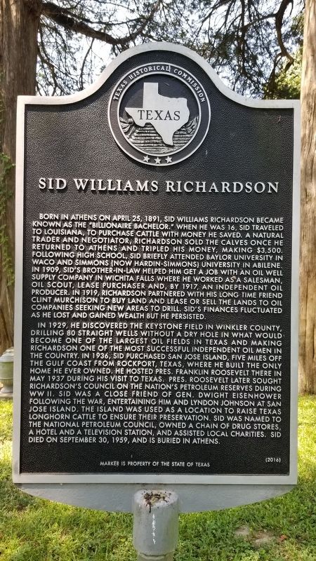 Sid Williams Richardson Marker image. Click for full size.