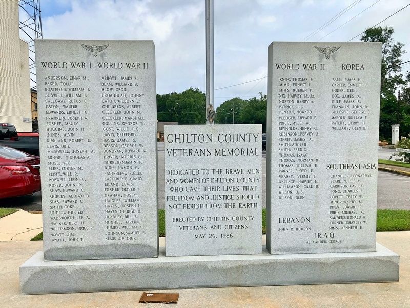 Chilton County Veterans Memorial image. Click for full size.