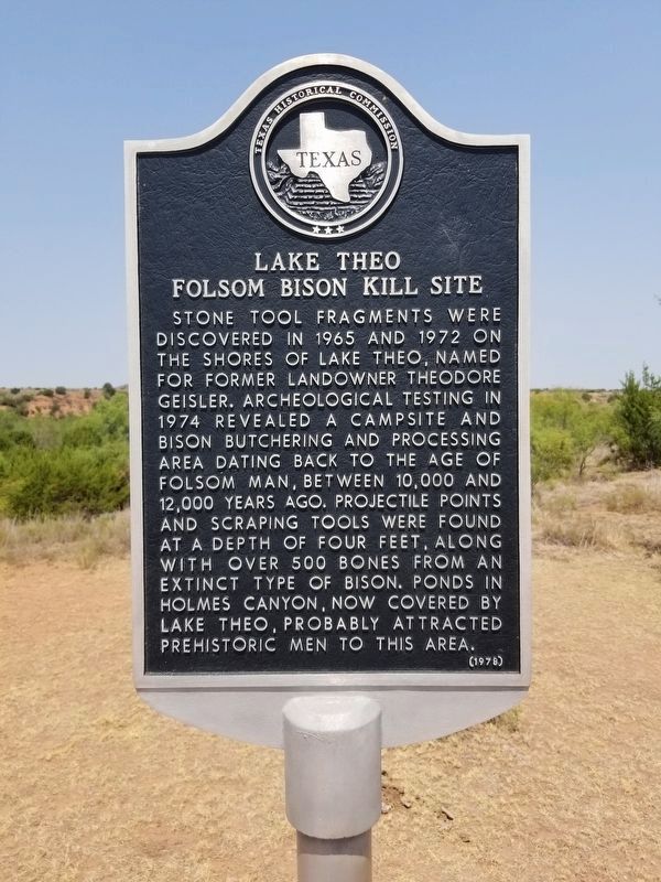 Lake Theo Folsom Bison Kill Site Marker image. Click for full size.