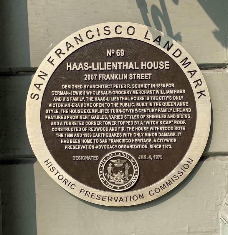 Haas-Lilienthal House Marker image. Click for full size.