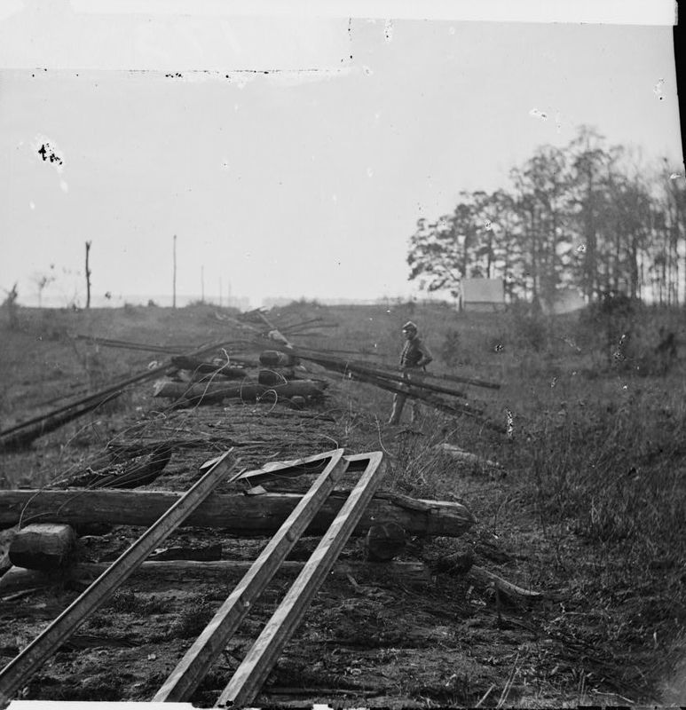 Tracks of the O&A RR, destroyed by the Confederates between Bristow Station and the Rappahannock image. Click for full size.