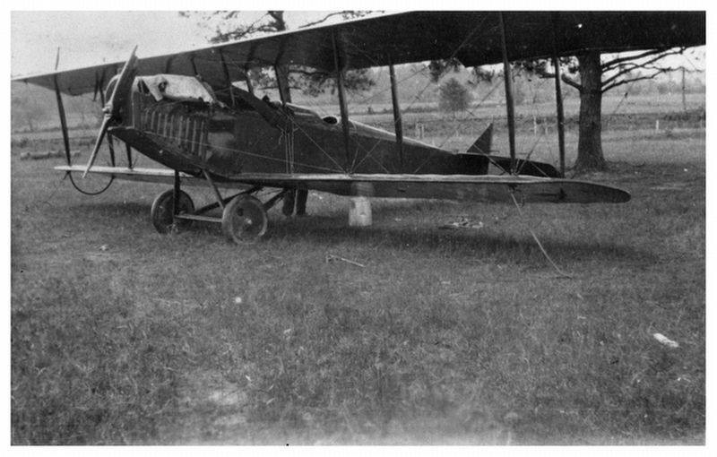 <i>Charles A. Lindbergh Jr.'s "Jenny" with broken propeller. Probably at Maben, Mississippi.</i> image. Click for full size.