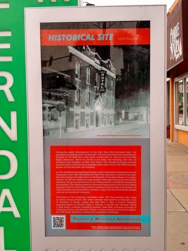 Pioneer & Merriman Apartments / Ferndale Fun Fact #2 / Ferndale History Marker. Click for full size. Pioneer & Merriman Apartments / Ferndale Fun Fact #2 / Ferndale History Marker image. Click for full size.