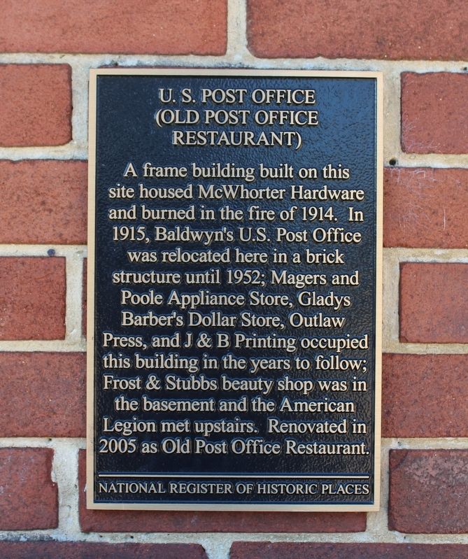 U.S. Post Office (Old Post Office Restaurant) Marker image. Click for full size.