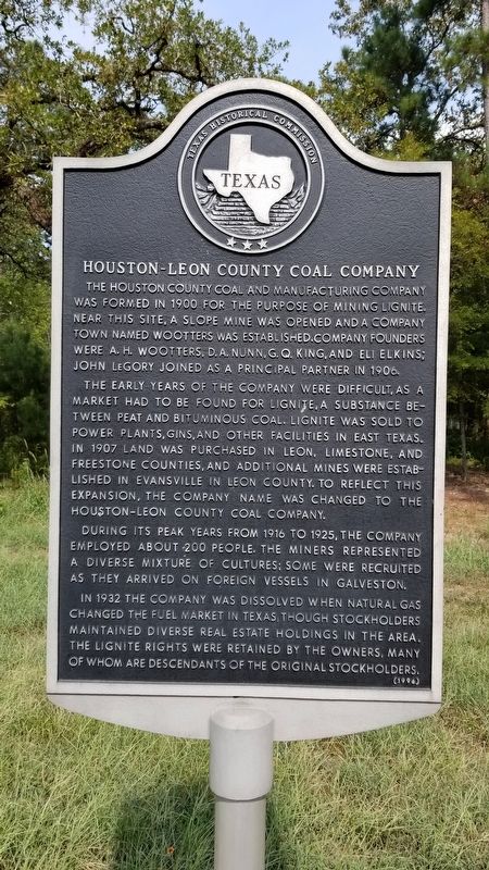 Houston-Leon County Coal Company Marker image. Click for full size.