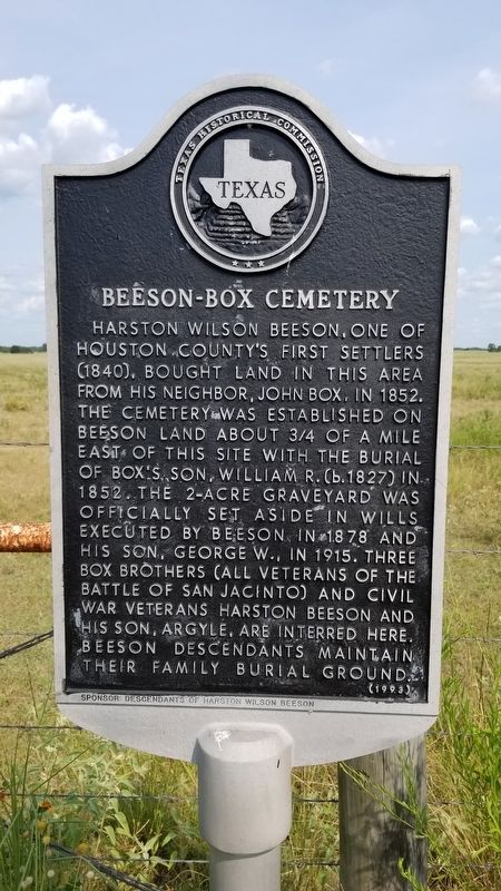 Beeson-Box Cemetery Marker image. Click for full size.
