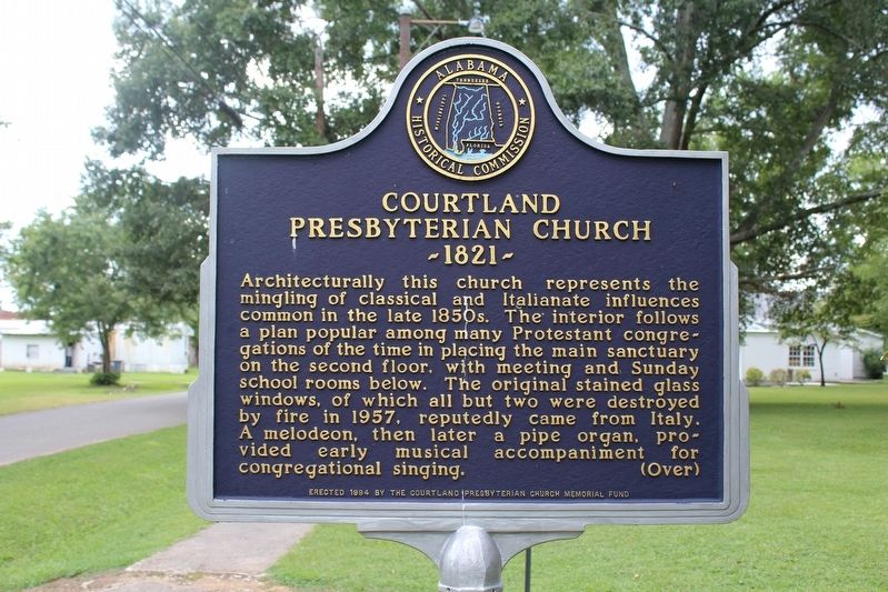 Courtland Presbyterian Church Marker Reverse image. Click for full size.