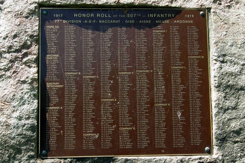 307th Infantry AEF Memorial plaque image. Click for full size.