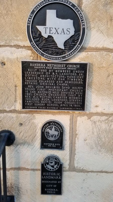 Bandera Methodist Church (County's First Protestant Church) Marker image. Click for full size.