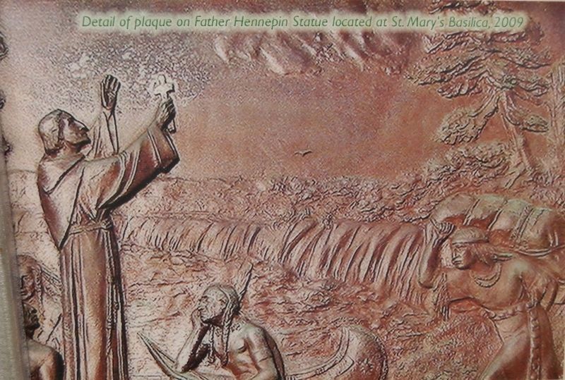Marker detail: Father Hennepin plaque. Click for full size. Marker detail: Father Hennepin plaque image. Click for full size.