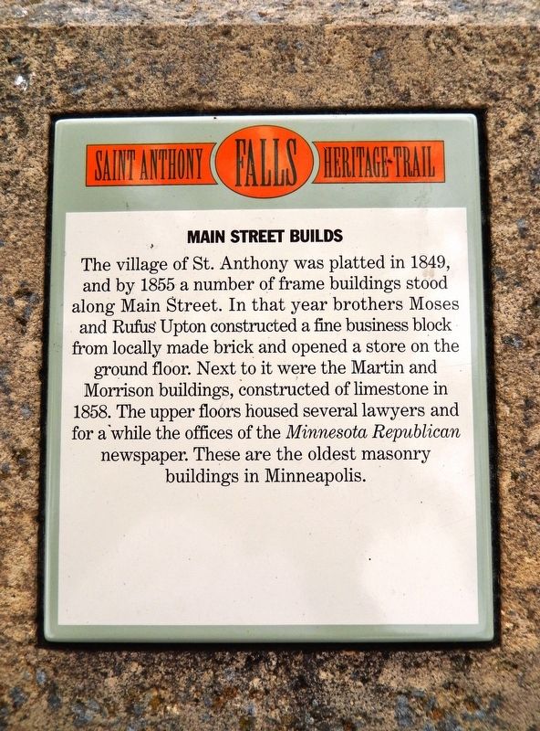 Main Street Builds Marker. Click for full size. Main Street Builds Marker image. Click for full size.