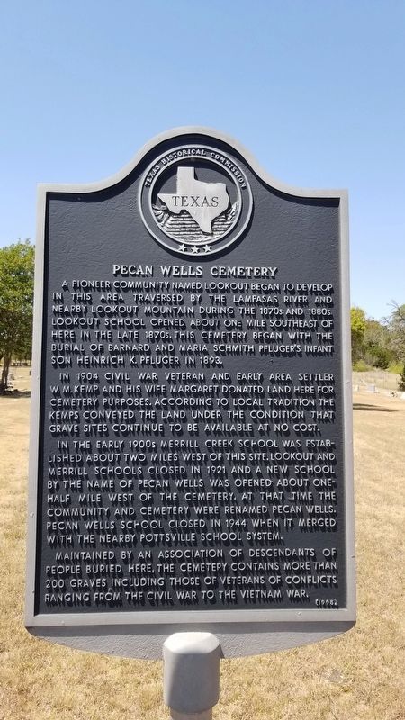 Pecan Wells Cemetery Marker. Click for full size. Pecan Wells Cemetery Marker image. Click for full size.
