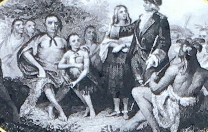 (Center): Oglethorpe with the Creek Indians (left) image. Click for full size.