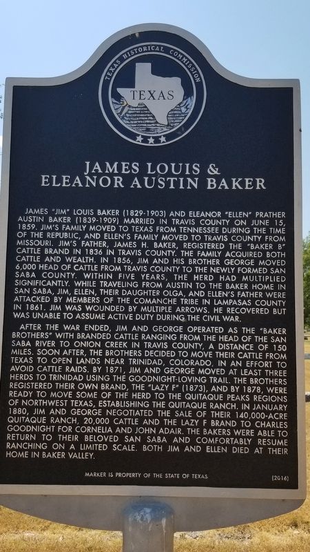 James Louis and Eleanor Austin Baker Marker image. Click for full size.