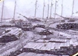 (Top Left) Lumber stacked in Brunswick a major export in the late 19th century. image. Click for full size.