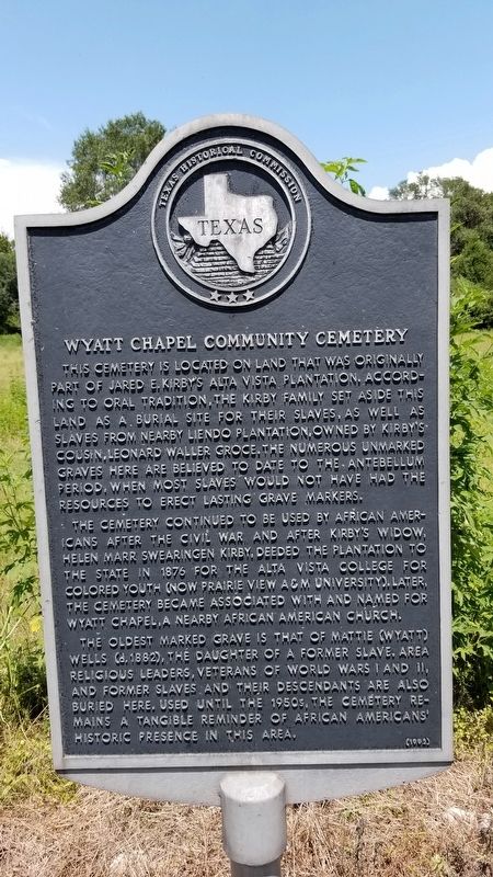 Wyatt Chapel Community Cemetery Marker image. Click for full size.