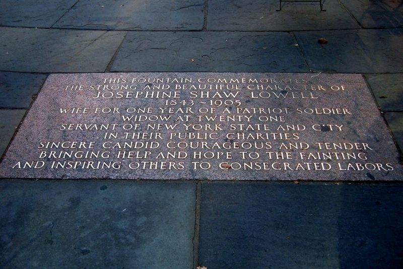 Josephine Shaw Lowell Memorial Fountain Marker. Click for full size. Josephine Shaw Lowell Memorial Fountain Marker image. Click for full size.
