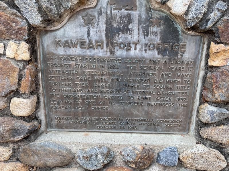 Kaweah Post Office Marker. Click for full size. Kaweah Post Office Marker image. Click for full size.