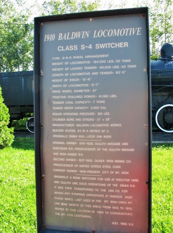 1910 Baldwin Locomotive Marker image. Click for full size.