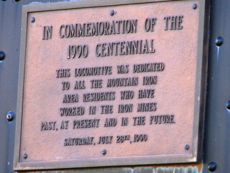 1990 Centennial Dedication Plaque<br>(<i>mounted on tender</i>) image. Click for full size.