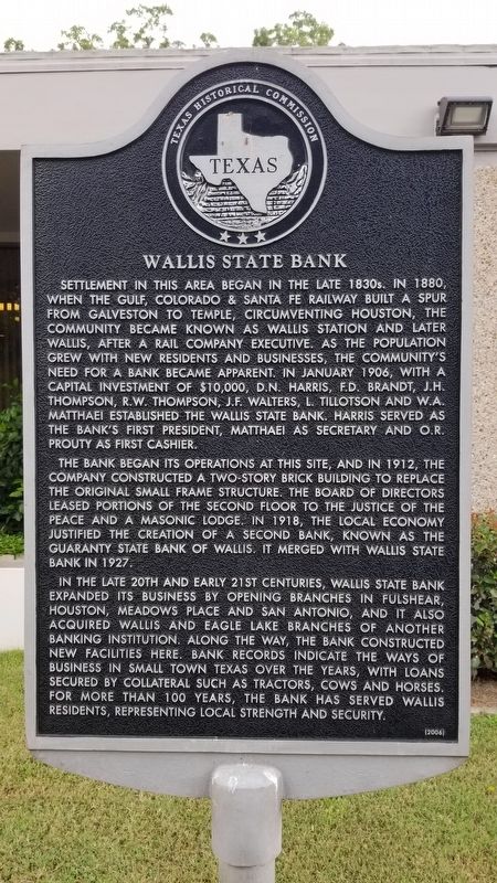 Wallis State Bank Marker image. Click for full size.