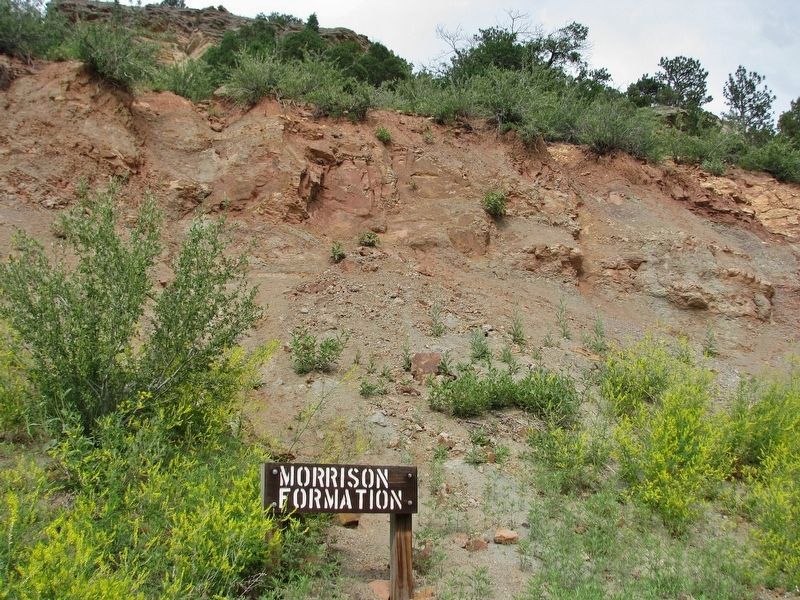 Morrison Formation (<i>view from near marker</i>) image. Click for full size.