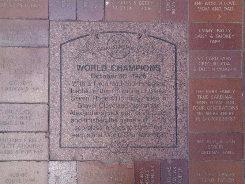 World Champions Marker. Click for full size. World Champions Marker image. Click for full size.