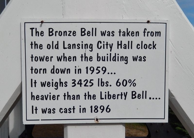 1896 Lansing City Hall Bell Marker image. Click for full size.