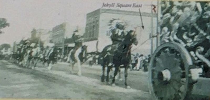 (Left Bottom): Circus Parade traveling through Jekyll Square 1905 image. Click for full size.