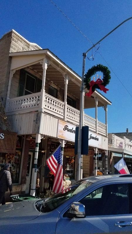 Old Central Drugstore with the marker visible under the U.S. flag. Click for full size. Old Central Drugstore with the marker visible under the U.S. flag image. Click for full size.