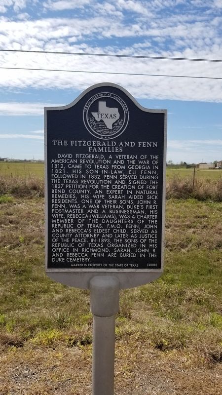 The Fitzgerald and Fenn Families Marker image. Click for full size.