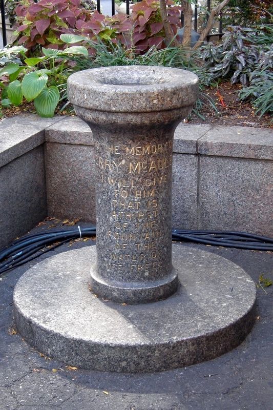 Jerry McAuley Fountain in nearby Greeley Square. Click for full size. Jerry McAuley Fountain in nearby Greeley Square image. Click for full size.