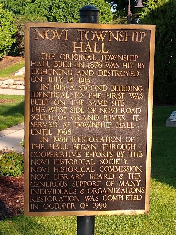 Novi Township Hall Marker image. Click for full size.