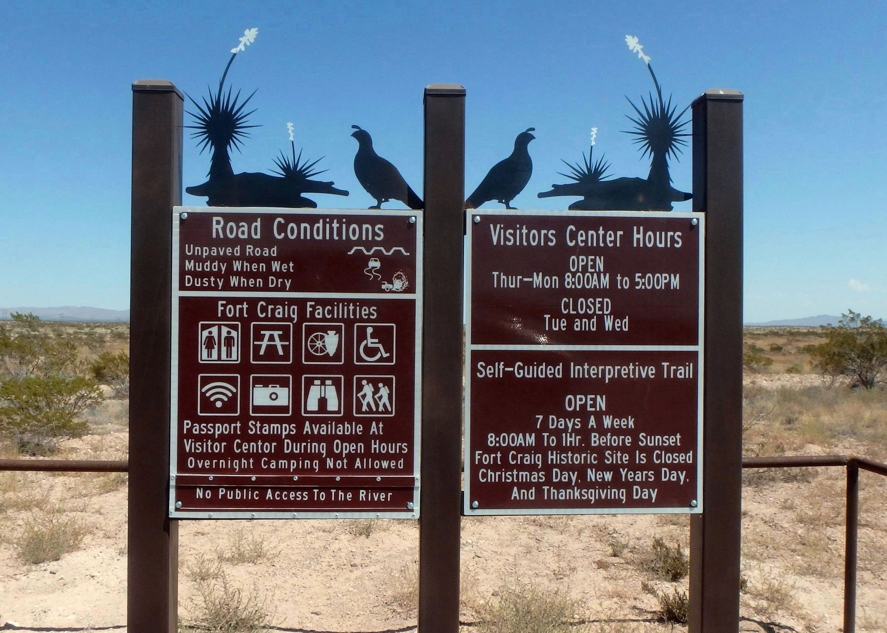 Additional Fort Craig signage on the road to the site image. Click for full size.