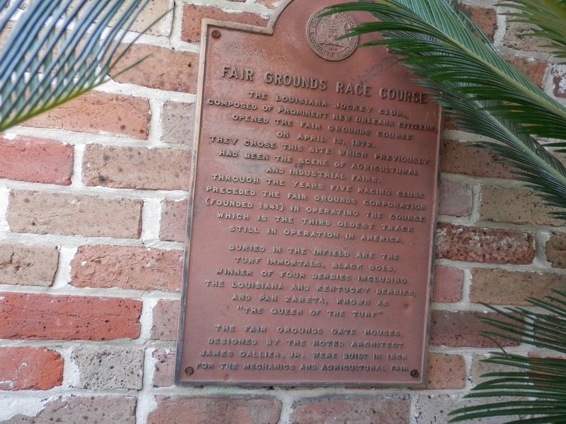 Fair Grounds Race Course Marker. Click for full size. Fair Grounds Race Course Marker image. Click for full size.