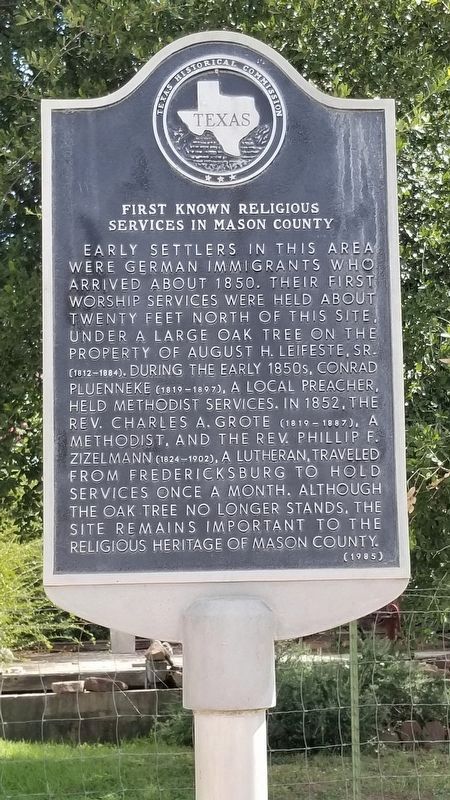 First Known Religious Services in Mason County Marker image. Click for full size.