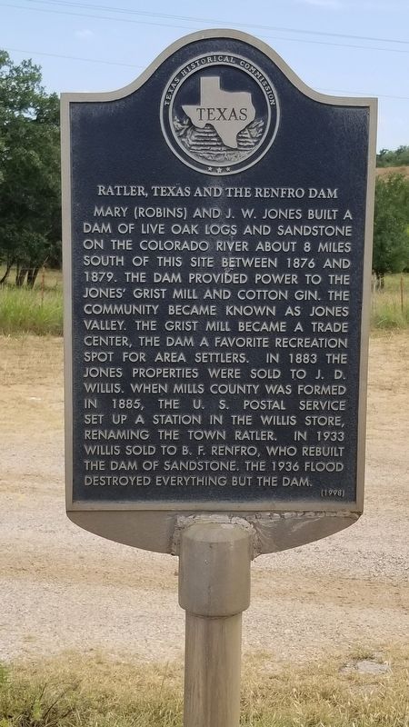 Ratler, Texas and the Renfro Dam Marker. Click for full size. Ratler, Texas and the Renfro Dam Marker image. Click for full size.
