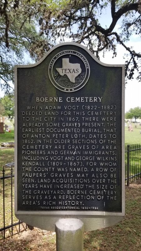 Boerne Cemetery Marker image. Click for full size.