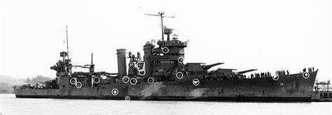 “USS San Francisco off Mare Island, Dec. 1942 showing location of enemy hits.”. Click for full size. “USS San Francisco off Mare Island, Dec. 1942 showing location of enemy hits.” image. Click for full size.