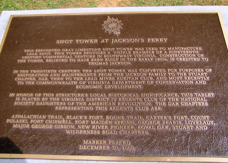 Shot Tower at Jackson's Ferry Marker image. Click for full size.