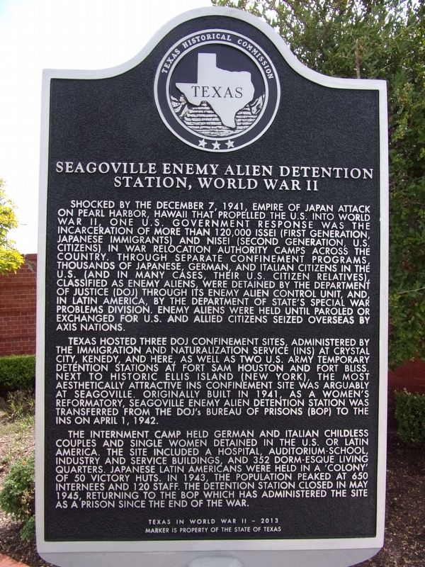 Seagoville Enemy Alien Detention Station, World War II Marker image. Click for full size.