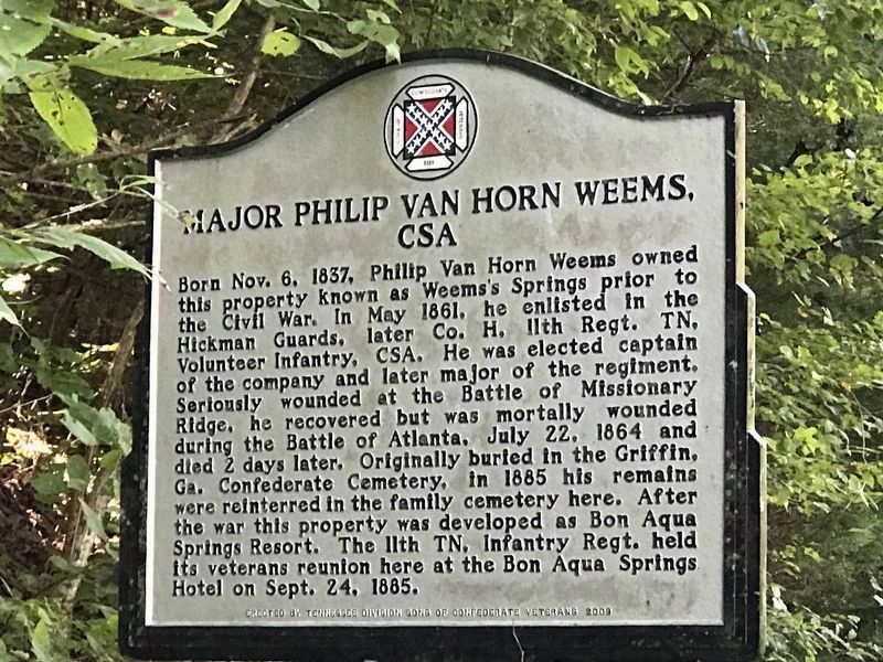 Major Philip Van Horn Weems, CSA Marker (side 1). Click for full size. Major Philip Van Horn Weems, CSA Marker (side 1) image. Click for full size.